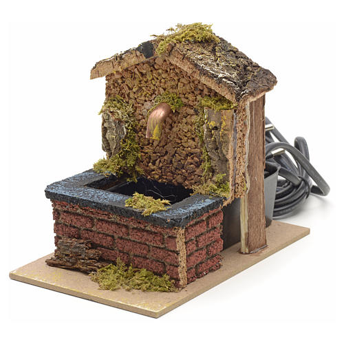 Electric nativity fountain with cork roofing 13x10x15cm 2