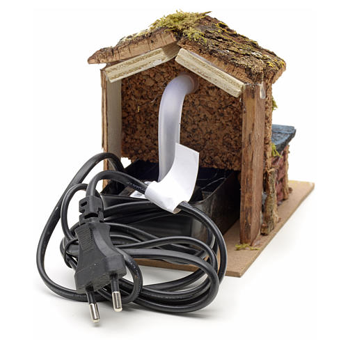 Electric nativity fountain with cork roofing 13x10x15cm 3