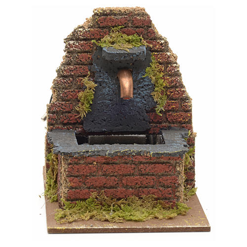 Mini fontaine avec mur en briques pour crèche 13x10x15cm 1