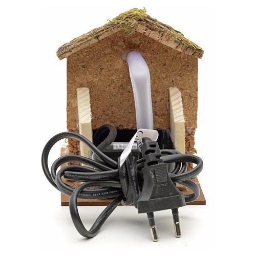 Brunnen für Krippe mit Dach aus Kork 14x10x15 3