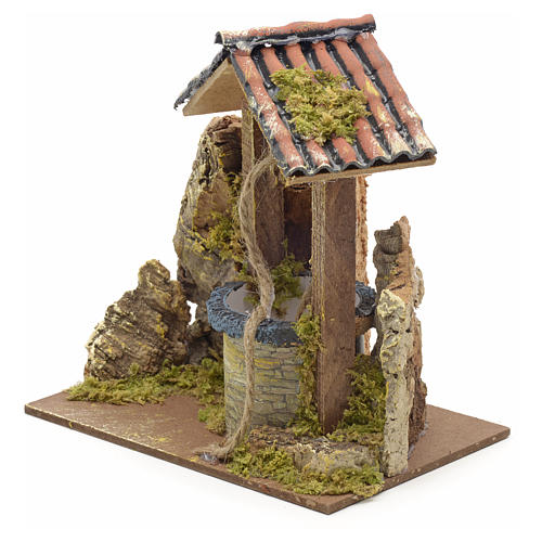 Pozzo presepe con tettoia 15x10x10 cm 2