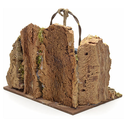 Nativity setting, well with cork walls 13x15x10cm 3