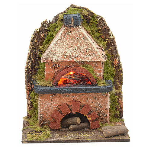 Nativity accessory, electric wood-fired oven 15x12x12cm 1