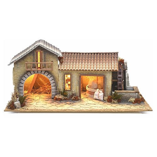 Nativity setting, northern house with moving mill 1