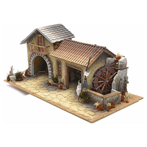 Nativity setting, northern house with moving mill 4