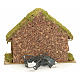 Nativity stable with lights and pointed roof 24x32x18cm s4