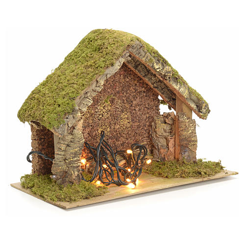 Capanna presepe illuminata tetto a punta 24x32x18 3