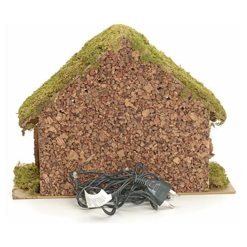 Nativity stable with lights and pointed roof 24x32x18cm 4