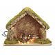 Nativity stable with lights and pointed roof 24x32x18cm s1