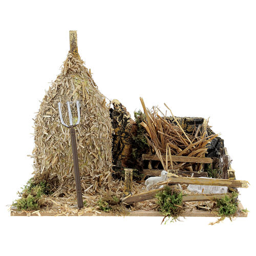 Nativity setting, haystack with sheep 12x20x12cm 1