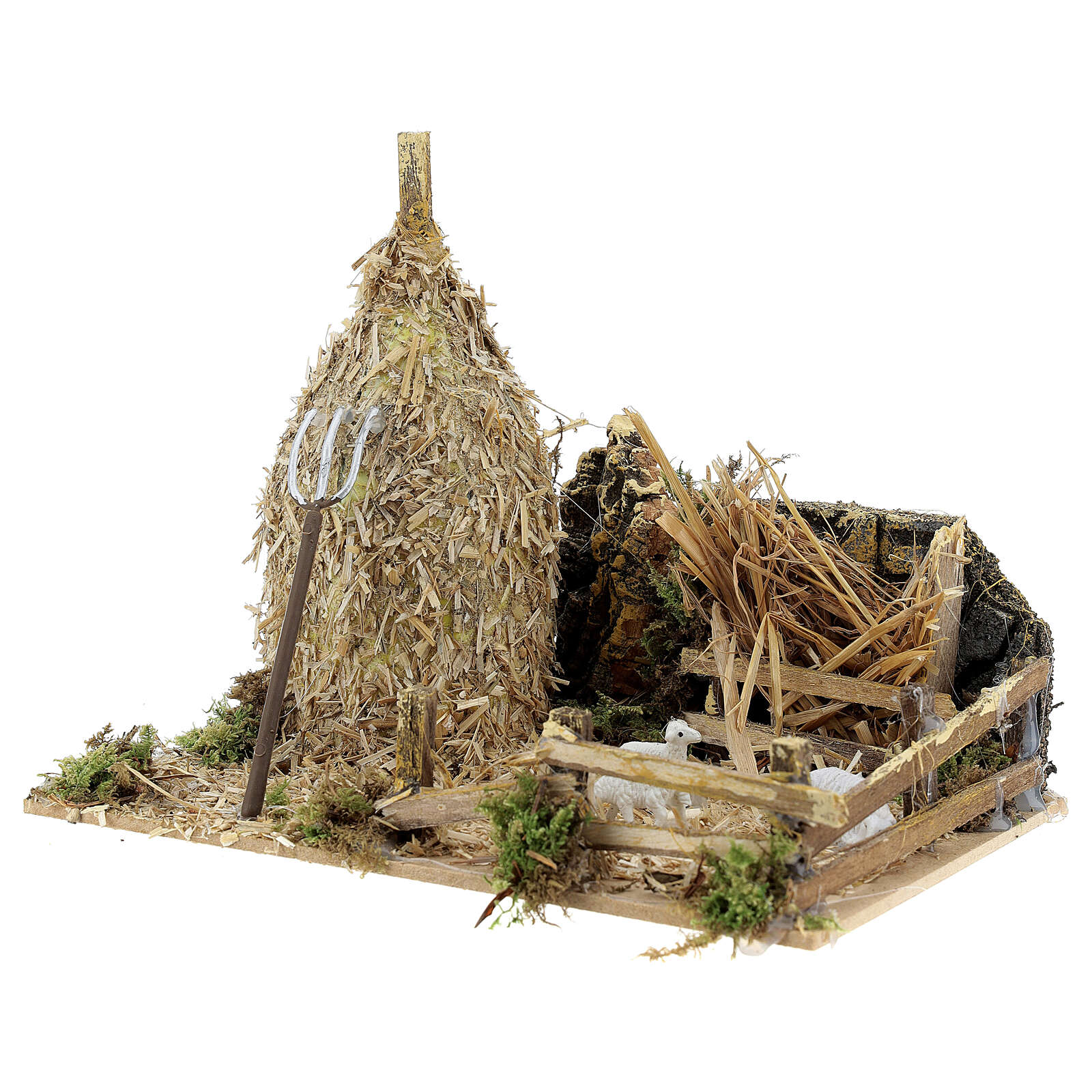 Décor crèche meule de paille avec brebis 12x20x12 | vente en ligne sur