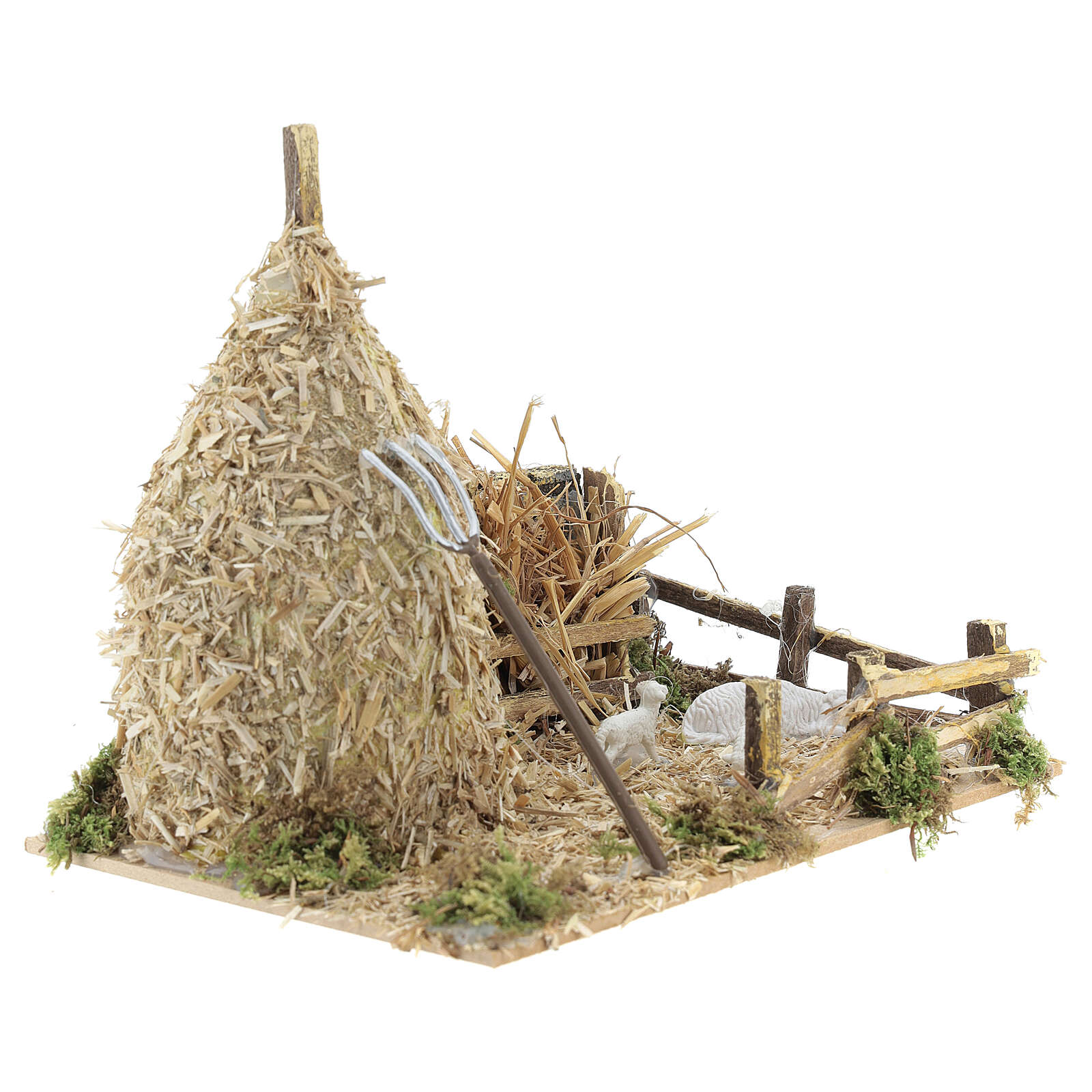 Décor crèche meule de paille avec brebis 12x20x12 | vente en ligne sur