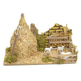 Ambientações para Presépio: lojas, casas, poços: Molho de palha presépio 12x20x12 cm com ovelhas
