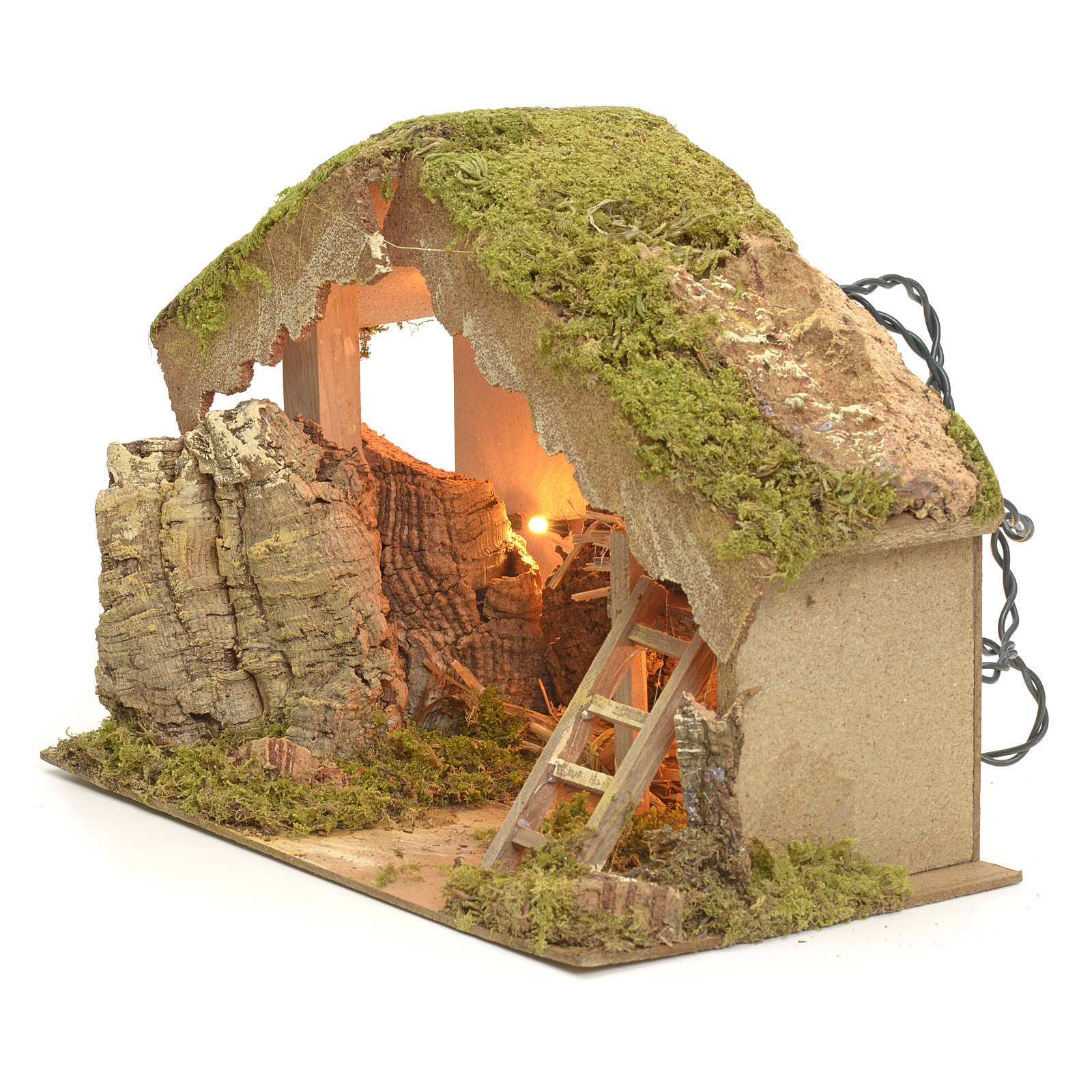 Nativity stable with lights 24x33x18cm online sales on HOLYART.co.uk