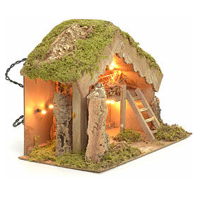 Nativity stable with lights 24x33x18cm