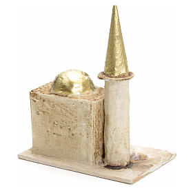 Maisons, milieux, ateliers, puits: Décor crèche minaret avec tour 13x10x6cm