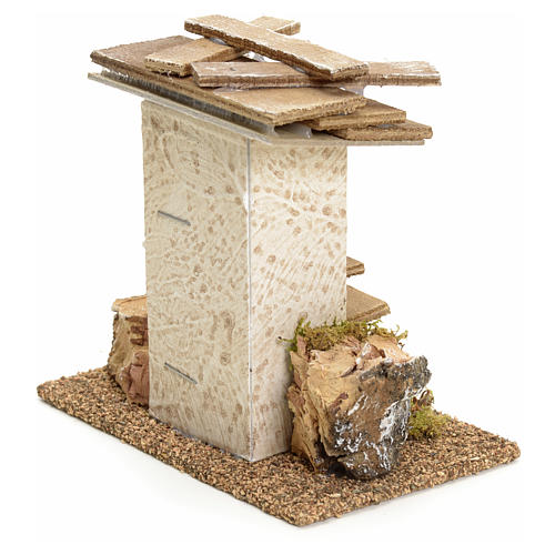 Nativity setting, rustic house with rocks and moss 11x11x6cm 2