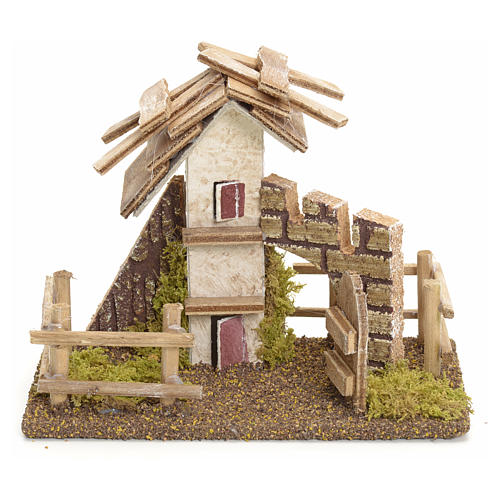 Nativity setting, rustic house with fence 11x13x16cm 1