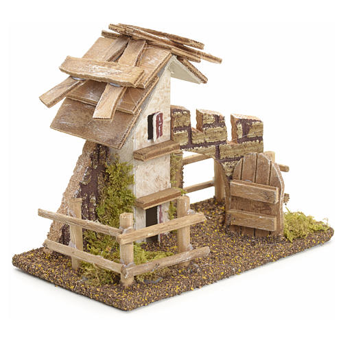 Nativity setting, rustic house with fence 11x13x16cm 2