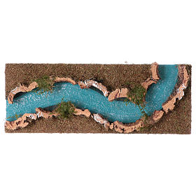 Pontes, Rios, Paliçadas : Troço de rio presépio 33x14 cm cortiça e madeira