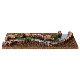 Pontes, Rios, Paliçadas : Troço de rio presépio 33x14 cm cortiça e madeira