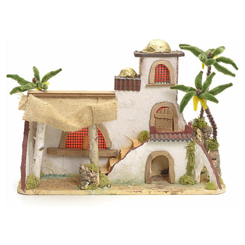 Maison arabe en miniature stucquée avec tente 30x43x18 1