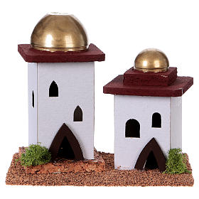 Maisons, milieux, ateliers, puits: Maison arabe double en miniature pour crèche 14cm