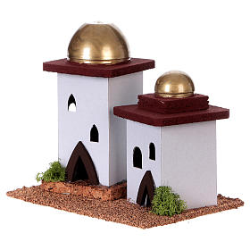 Settings, houses, workshops, wells: Nativity setting, double Arabian house H14cm