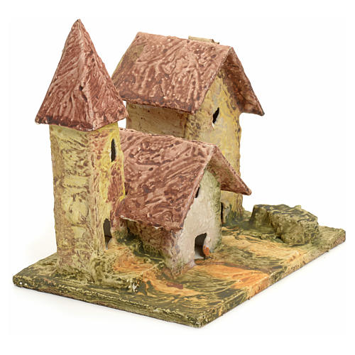 Bourg en miniature pour crèche maison et clocher stucqués 2