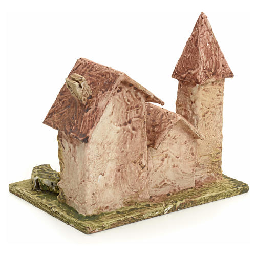 Casette presepe stuccate con campanile 3