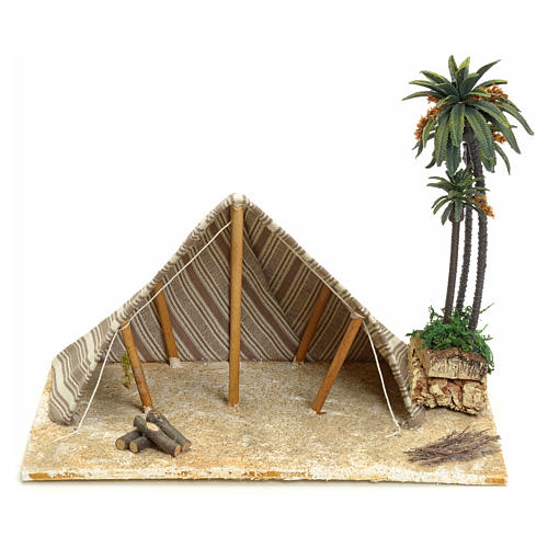 Nativity setting, Arabian tent with palms 22x32x24cm 1