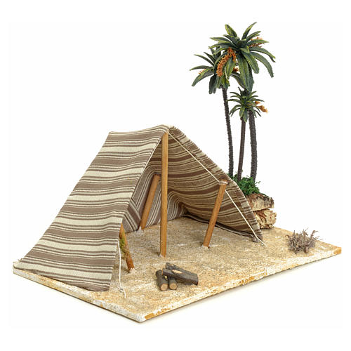 Nativity setting, Arabian tent with palms 22x32x24cm 2