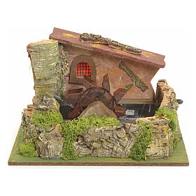 Moinhos para Presépio: Moinho de água eléctrico com casa cenário presépio