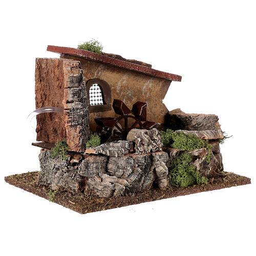 Nativity setting, electric water mill with house 3