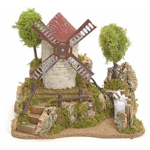 Electric wind mill with trees, Nativity setting 1