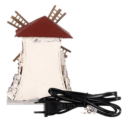 Electric wind mill in stuccoed wood 18x13x10cm for nativities 4