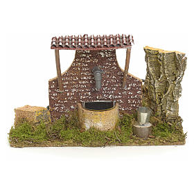 Fontaines crèche: Fontaine crèche bois et liège 10x21x13 cm
