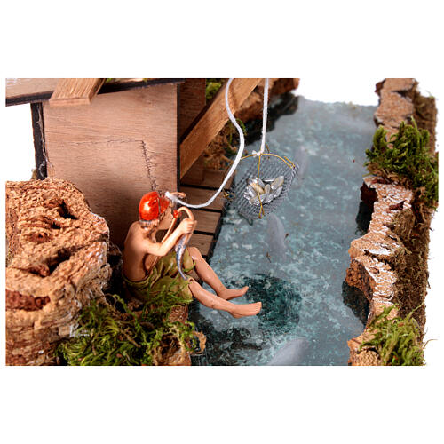 Nativity setting, river with fisherman's hut 2