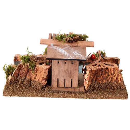 Nativity setting, river with fisherman's hut 5