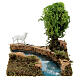 Curva de rio com árvore e ovelha cenário presépio s1