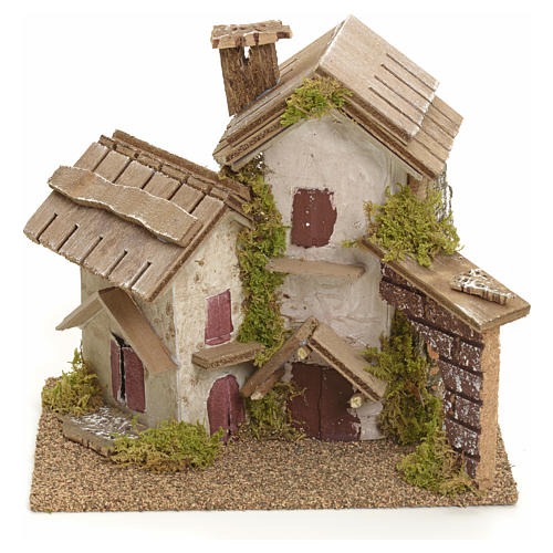 Nativity setting with rustic houses 1