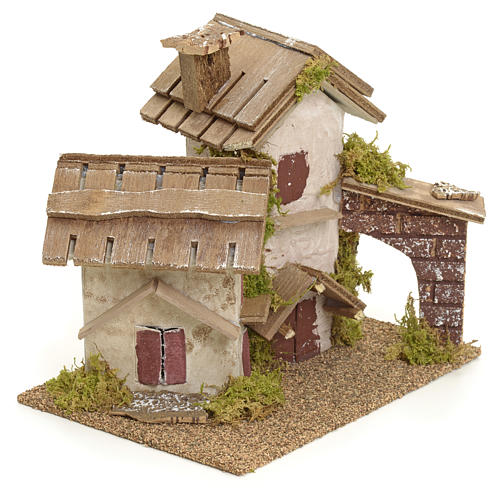 Nativity setting with rustic houses 2