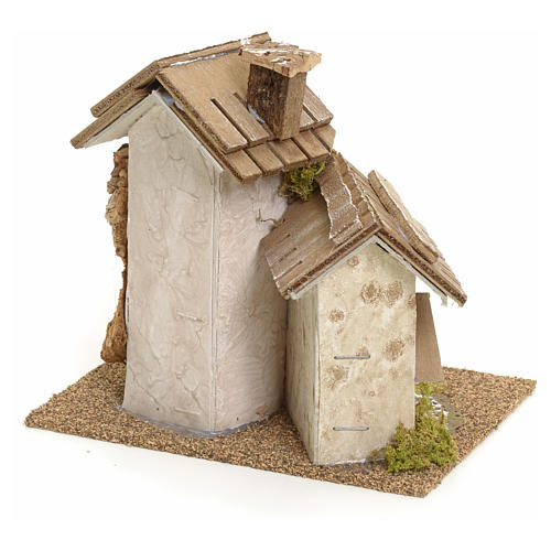 Nativity setting with rustic houses 3