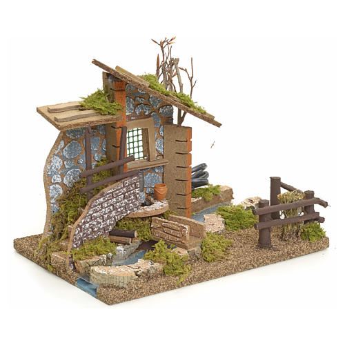 Fontana presepe con fiume e ponte 18x26x18 2