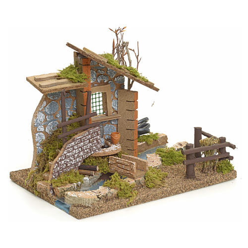 Fontanário presépio com rio e ponte 18x26x18 cm 2