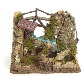 Bridges, streams and fences for Nativity scene: Electric waterfall with rocks setting for nativities Bridges, streams and fences for Nativity scene: Electric waterfall with rocks setting for nativities