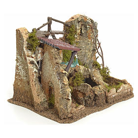 Bridges, streams and fences for Nativity scene: Electric waterfall with rocks setting for nativities