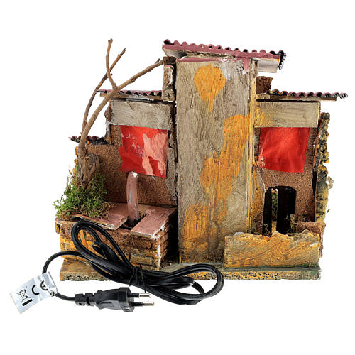 Nativity setting, rustic village with electric fountain 4