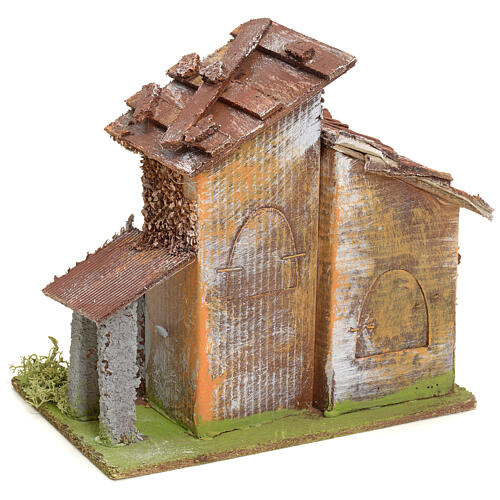 Nativity setting, rustic house in wood 3