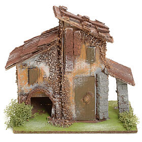 Nativity setting, rustic house in wood